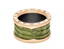 Replica Bvlgari B.zero1 4-Band Rose Gold Ring with Green Marble