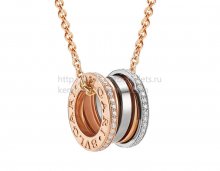 Replica Bvlgari B.zero1 Labyrinth Necklace with Rose and White Gold Pendant Set with Pave Diamonds
