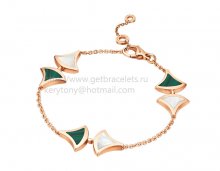 Replica Bvlgari DIVAS' Dream Bracelet Rose Gold with Malachite and Mother of Pearl