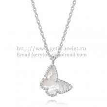 Van Cleef Arpels Lucky Alhambra Butterfly Necklace White Gold With White Mother Of Pearl