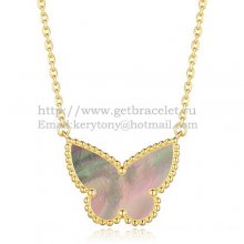 Van Cleef Arpels Lucky Alhambra Butterfly Pendant Yellow Gold With Gray Mother Of Pearl