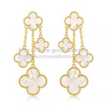 Van Cleef & Arpels Magic Alhambra 4 Motifs Earrings Yellow Gold With White Mother Of Pearl