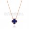 Van Cleef & Arpels Vintage Alhambra Pendant Pink Gold With Lapis Stone Mother Of Pearl 15mm