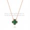 Van Cleef & Arpels Vintage Alhambra Pendant Pink Gold With Malachite Mother Of Pearl 15mm