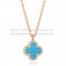 Van Cleef & Arpels Sweet Alhambra Pendant Pink Gold With Turquoise Mother Of Pearl 9mm