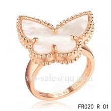 Fake Van Cleef Alhambra Ring In Pink Gold With Mother Of Pearl