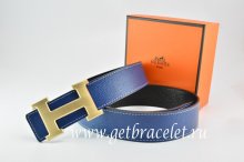 Hermes Reversible Belt Dark Blue/Black Togo Calfskin With MenWo18k Drawbench Gold H Buckle