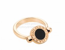 Replica BVLGARI BVLGARI Flip Pink Gold Ring with Mother of Pearl and Onyx