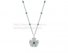 Replica Bvlgari Divas' Dream Necklace in White Gold with Emeralds and Pave Diamonds