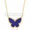 Van Cleef Arpels Lucky Alhambra Butterfly Pendant Yellow Gold With Lapis Stone Mother Of Pearl