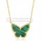Van Cleef Arpels Lucky Alhambra Butterfly Pendant Yellow Gold With Malachite Mother Of Pearl