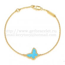 Van Cleef & Arpels Sweet Alhambra Butterfly Bracelet Yellow Gold With Turquoise Mother Of Pearl