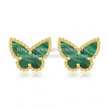 Van Cleef & Arpels Sweet Alhambra Butterfly Earrings Yellow Gold With Malachite Mother Of Pearl