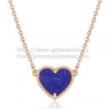 Van Cleef Arpels Sweet Alhambra Heart Pendant Pink Gold With Lapis Stone Mother Of Pearl