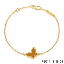 Replica Van Cleef & Arpels Sweet Alhambra Bracelet In Yellow With Light Red Butterfly