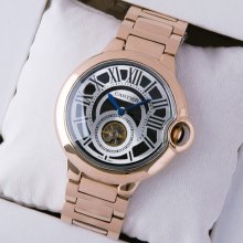 Ballon Bleu de Cartier Flying Tourbillon extra large watch replica black dial 18K pink gold