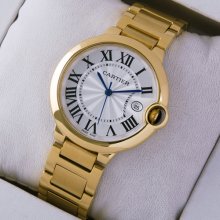 Ballon Bleu de Cartier medium quartz watch replica 18kt yellow gold