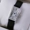 Cartier Tank Americaine diamond small watch for women steel black leather strap
