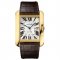 Cartier Tank Anglaise extra large watch for men W5310032 18K yellow gold brown leather strap