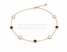 Copy BVLGARI BVLGARI Necklace in Pink Gold with Mother of Pearl and Onyx