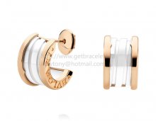 Replica Bvlgari B.zero1 Rose Gold Earrings with White Ceramic