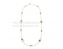 Replica Bvlgari Divas' Sautoir Necklace in Rose Gold with Malachite and Mother of Pearl