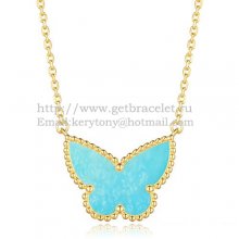 Van Cleef Arpels Lucky Alhambra Butterfly Pendant Yellow Gold With Turquoise Mother Of Pearl