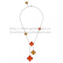 Van Cleef & Arpels Magic Alhambra Necklace White Gold 6 Motifs With Tiger's Eye Onyx Mother Of Pearl