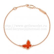 Van Cleef & Arpels Sweet Alhambra Butterfly Bracelet Pink Gold With Carnelian Mother Of Pearl