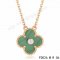 Imitation Van Cleef & Arpels Vintage Alhambra Pendant In Pink Gold With Malachite