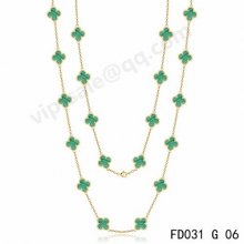 Fake Van Cleef & Arpels Vintage Alhambra Necklace In Yellow Gold With Onyx