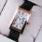 Cartier Tank Americaine mens watch replica 18K pink gold black leather strap