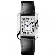 Cartier Tank Anglaise small watch for women W5310029 18K white gold black leather strap
