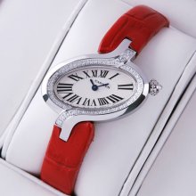 Delices de Cartier diamond replica watch for women stainless steel leather strap