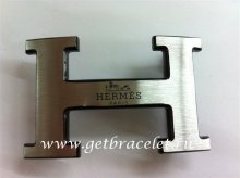 Hermes Reversible Belt 18K Black Silver With Logo Buckle