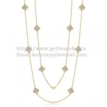 Van Cleef & Arpels Vintage Alhambra Necklace Yellow Gold 10 Motifs With Gray Mother Of Pearl