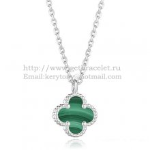 Van Cleef & Arpels Sweet Alhambra Pendant White Gold With Malachite Mother Of Pearl 9mm