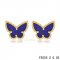 Imitation Van Cleef & Arpels Butterflies Amethyst Yellow Gold Earrings