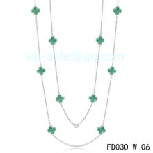 Replica Van Cleef & Arpels Vintage Alhambra Necklace In White Gold With 10 Motifs