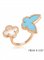 Van Cleef Arpels Luck Alhambra Between The Finger Ring Pink Gold Turquoise With Mother Of Pearl
