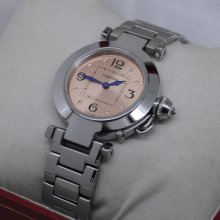 Cartier Pasha C imitation small ladies watch stainless steel pink salmon dial