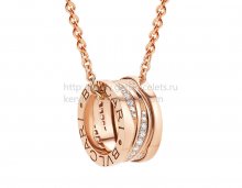 Replica Bvlgari B.zero1 Design Legend Necklace with Rose Gold Pendant Set with Pave Diamonds
