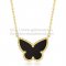 Van Cleef Arpels Lucky Alhambra Butterfly Pendant Yellow Gold With Black Onyx Mother Of Pearl