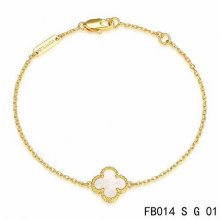 Fake Van Cleef & Arpels Sweet Alhambra Bracelet In Yellow Gold With Gray Mother-Of-Pearl