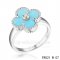Fake Van Cleef Vintage Alhambra Ring In White Gold With Turquoise