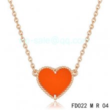 Fake Van Cleef & Arpels Alhambra Heart Necklace In Pink Gold