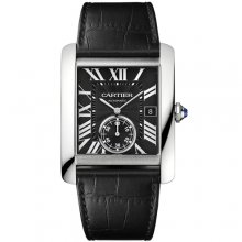 Cartier Tank MC automatic mens watch W5330004 steel black dial black leather strap