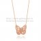 Van Cleef Arpels Butterfly Hollowing Carving Pendant Pink Gold With Pave Diamond