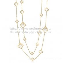 Van Cleef & Arpels Magic Alhambra Necklace Yellow Gold 16 Motifs With White Mother Of Pearl