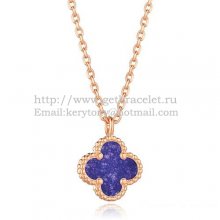 Van Cleef & Arpels Sweet Alhambra Pendant Pink Gold With Lapis Stone Mother Of Pearl 9mm